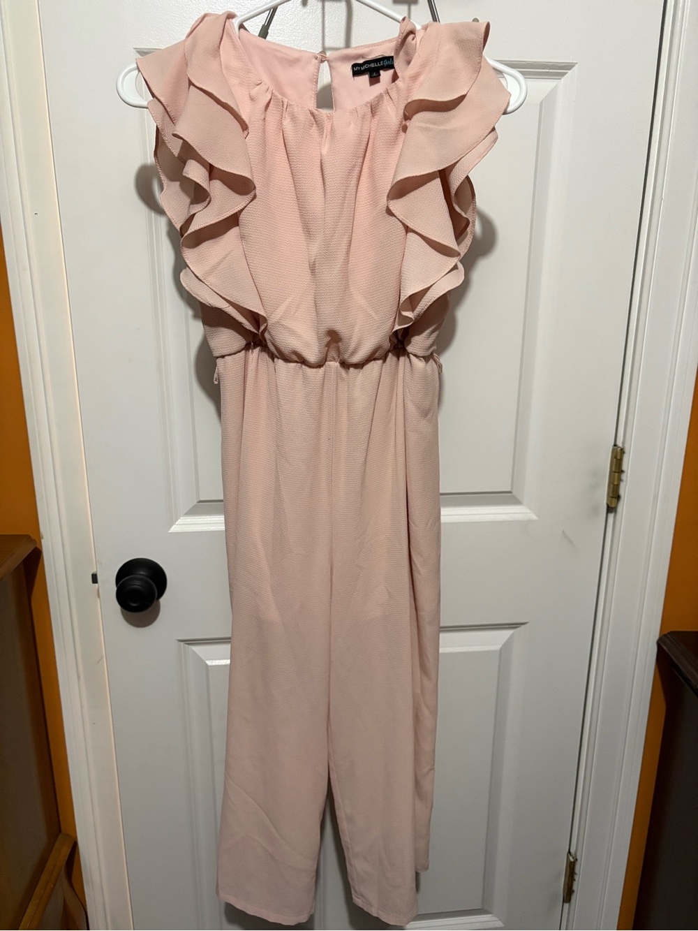 My Michelle Blush Pink Ruffle-Sleeve Jumpsuit